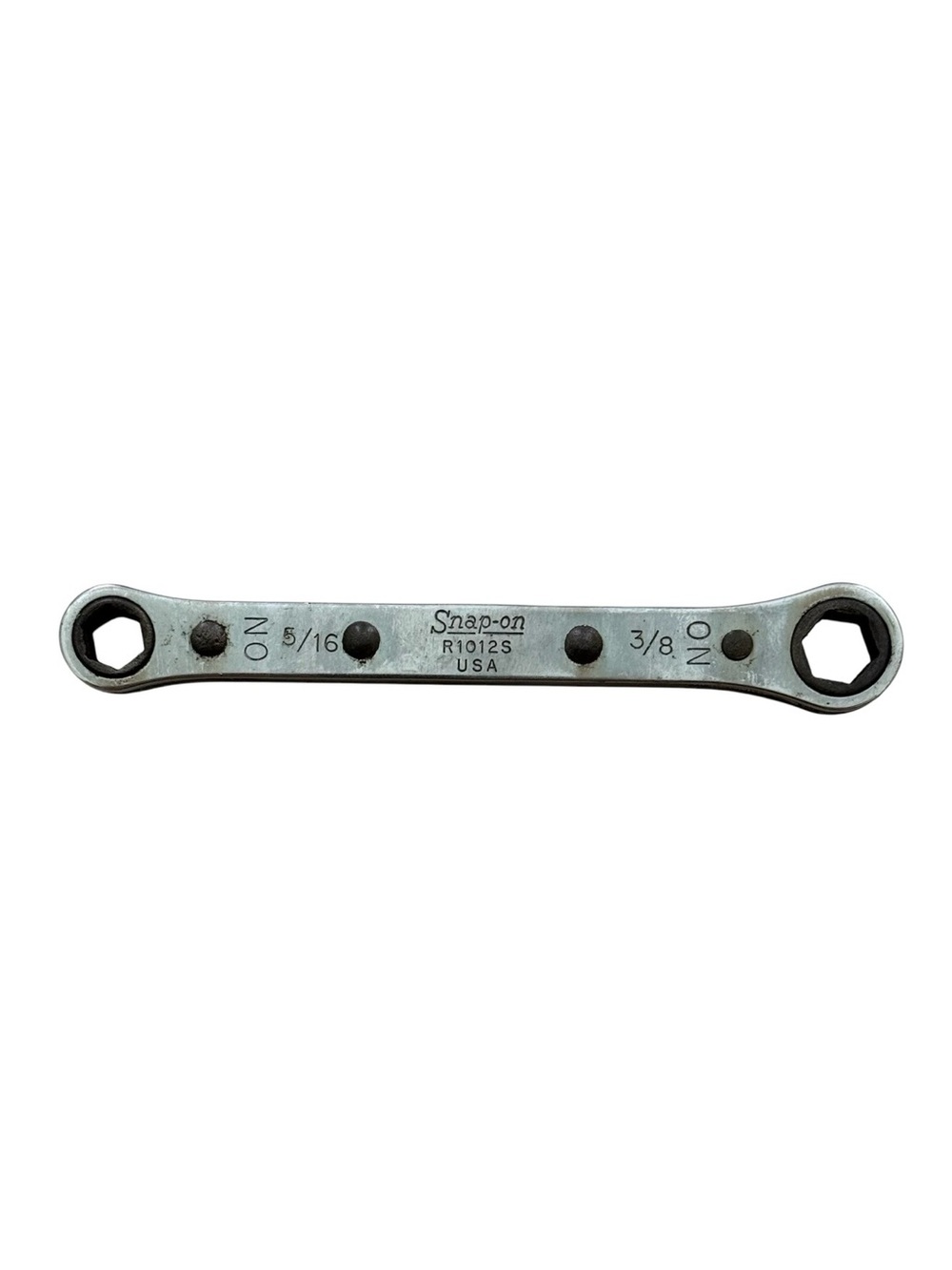 Vintage Snap-On R1012S U.S.A. 3/8" x 5/16" 6-Point SAE Ratcheting Box Wrench